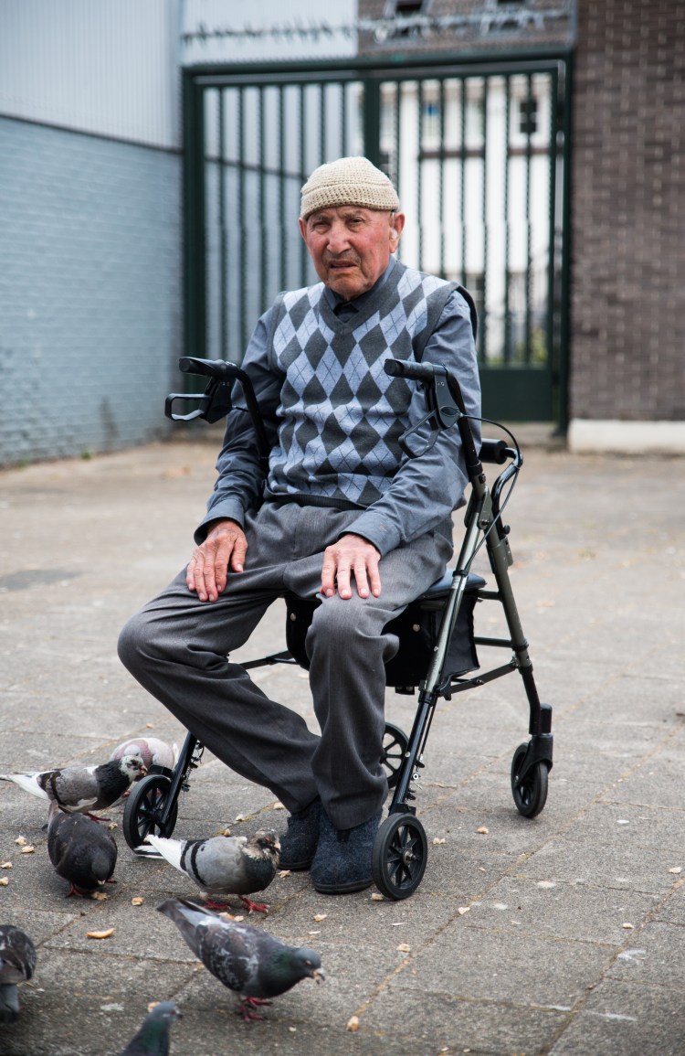 portret man met duif rotterdam-1